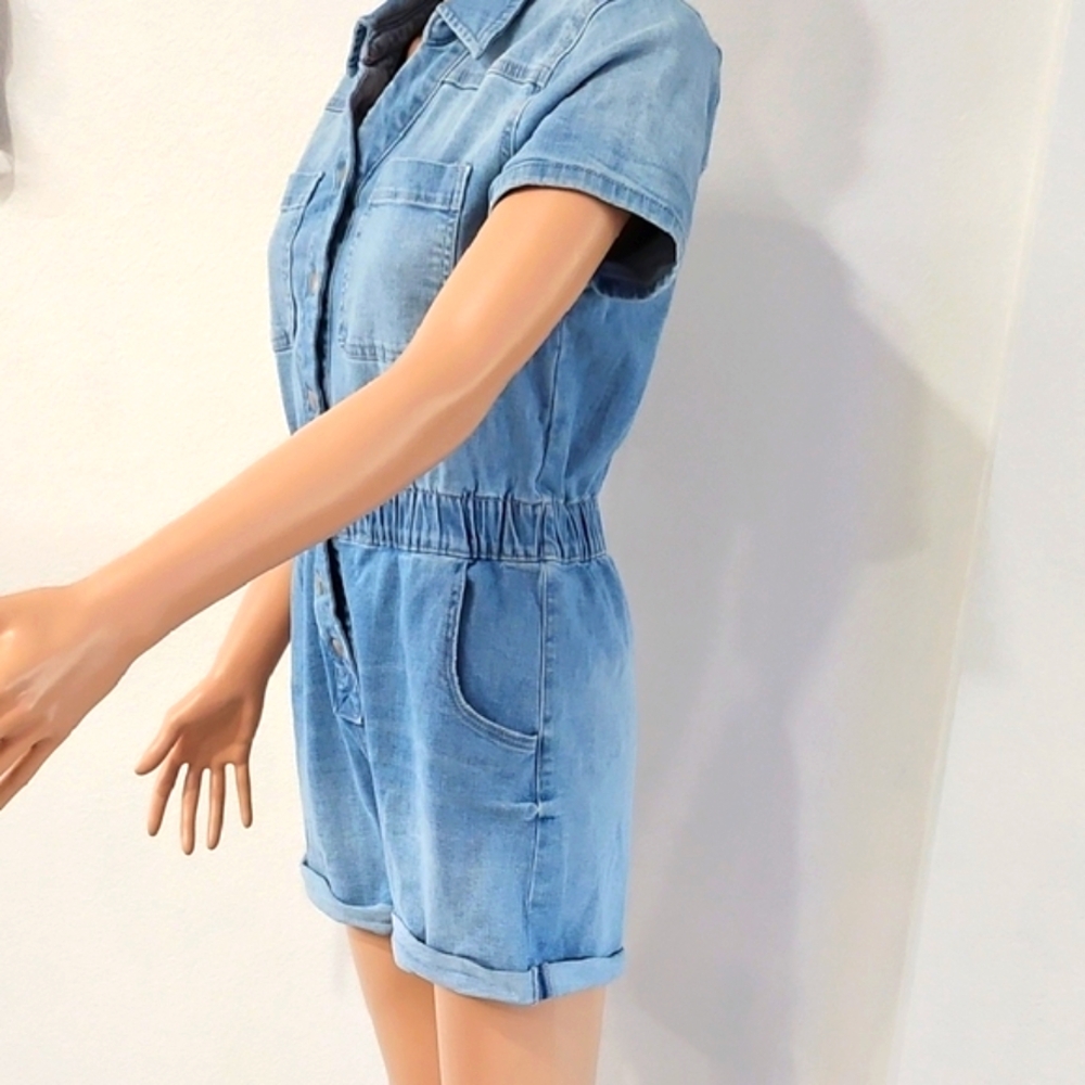 Celebrity Pink Light Blue Denim Romper - Picture 5 of 11